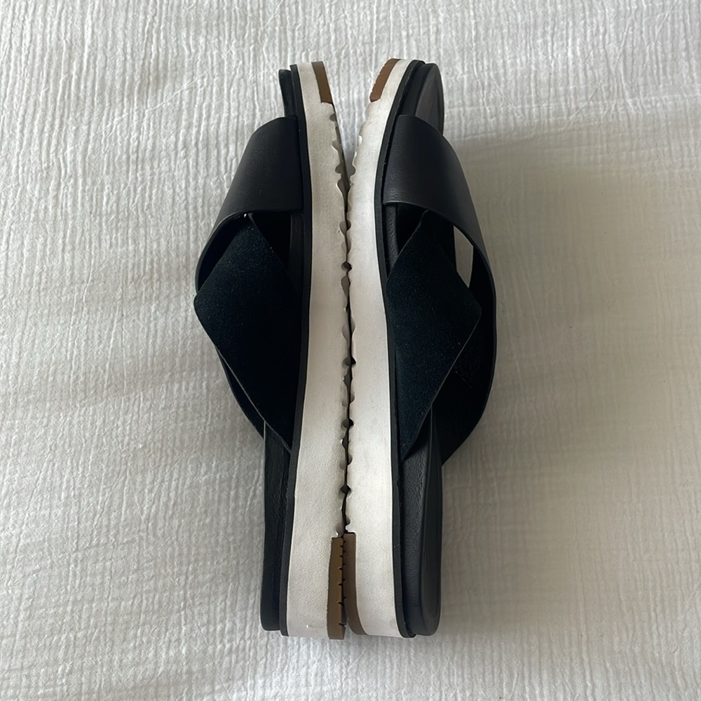 Ugg Kari Leather Slide Sandal Womens Black Slip On Open Toe Crisscross Strap 7 - Picture 8 of 15